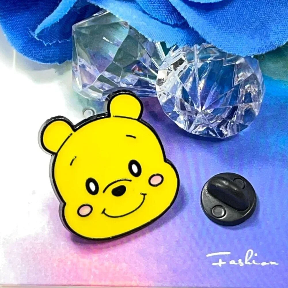 Winnie Pooh Lapel Pin Bear Face Brooch Badge Accessories Jewelry Enamel Pin